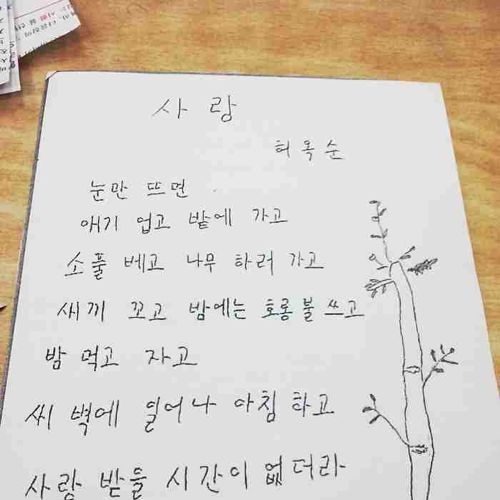 한글 처음배우신 할머니들이 쓰신 시