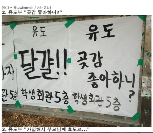 기상천외한 신입생 모집 동아리홍보물