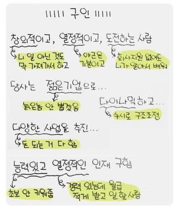 구인구직 광고 내용의 속뜻