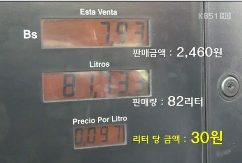 베네수엘라 휘발유값. jpg