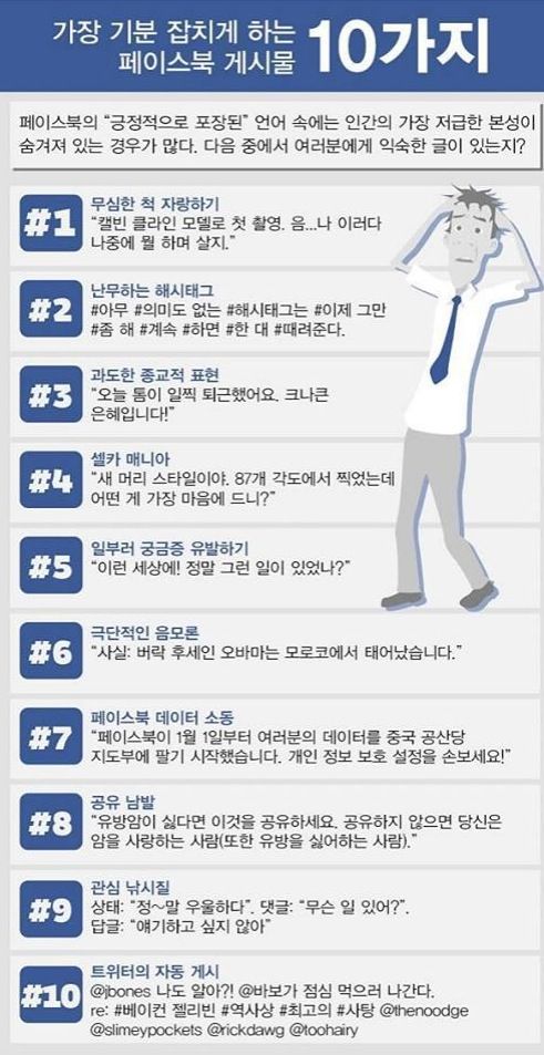 기분 잡치게 하는 페이스북 게시물 10가지