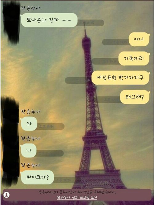 작은 누나한테 애정표현을 해보았다