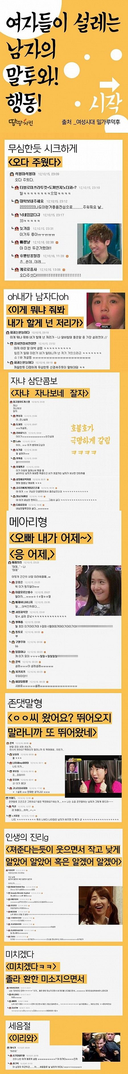 여자들이 설레는 남자의 말투와 행동