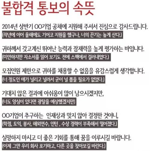 불합격 통보의 속뜻