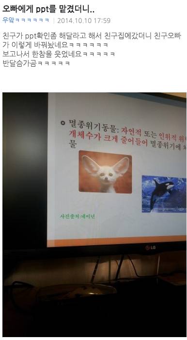 오빠에게 ppt를 맡겼더니