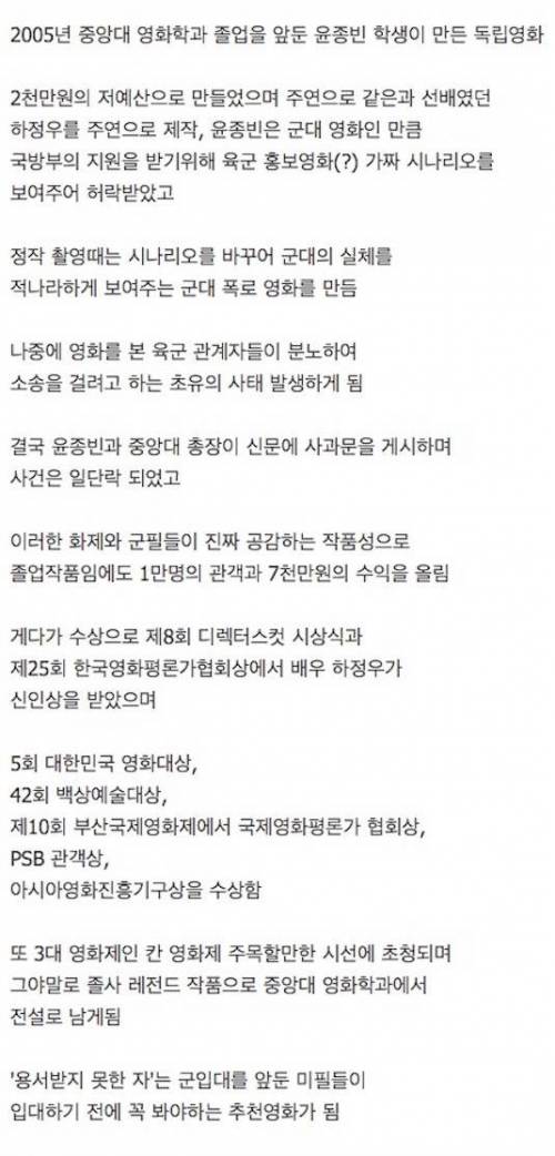 중앙대 졸업작품 레전드