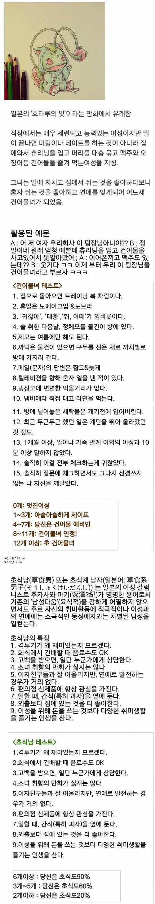 건어물녀 테스트 & 초식남 테스트