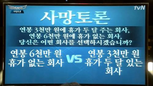 연봉 6천 vs 연봉 3천 + 두달 휴가