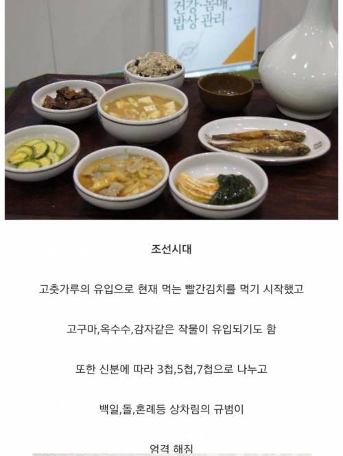 한국인의 밥상 시대별 비교