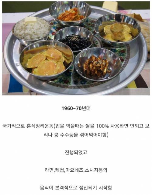 한국인의 밥상 시대별 비교