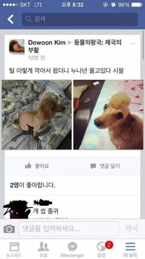 [욕주의] 남동생이 멋대로 개털을 깍어버렸다.jpg