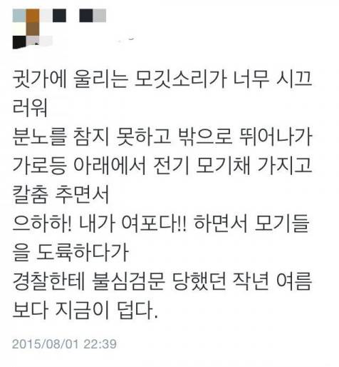 모기잡다가 검문당한 썰