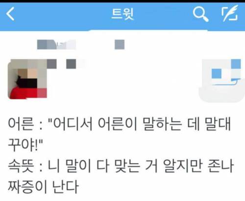 어디서 어른이 말하는데 말대꾸야!.twit