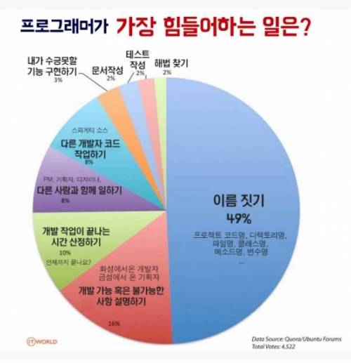 프로그래머가 가장 힘들어하는 일은?