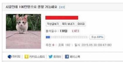 시골인데 100만원으로 생활 가능해