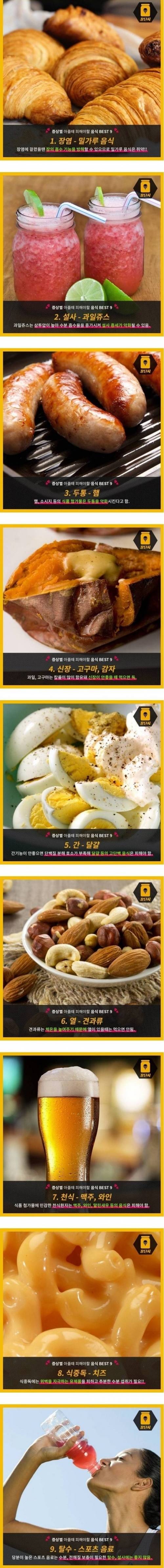 증상별 아플 때 피해야 하는 음식.jpg