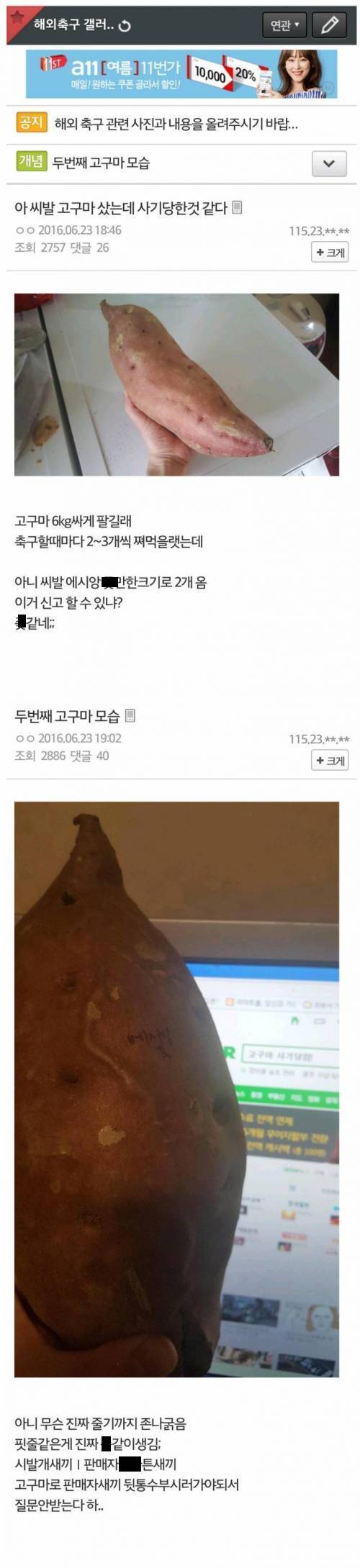 [욕설주의] 고구마 거래로 빡친 디씨인.jpg