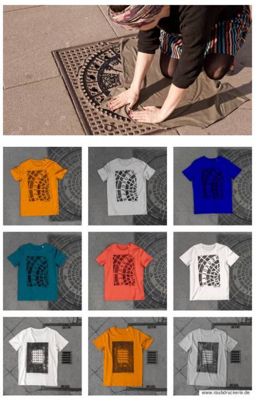 맨홀 뚜껑을 이용한 티셔츠와 에코백