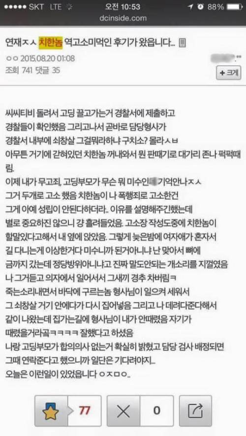 치한잡았는데 치한이 고소 한 썰