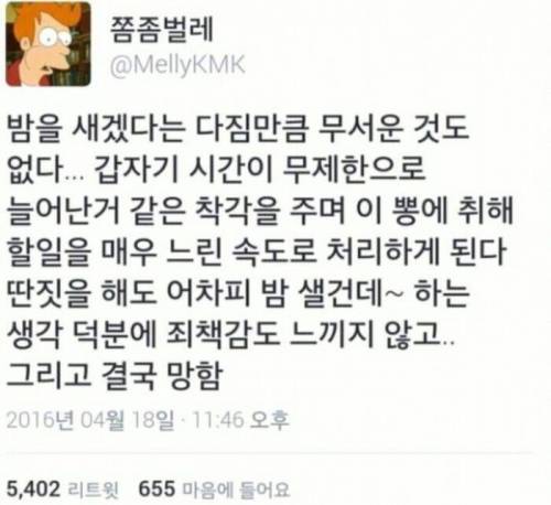 시험기간 밤샐때 특징