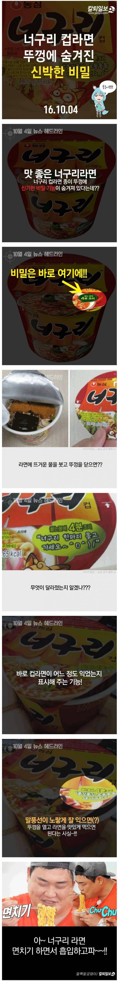 너구리 라면 뚜껑에 숨겨진 비밀