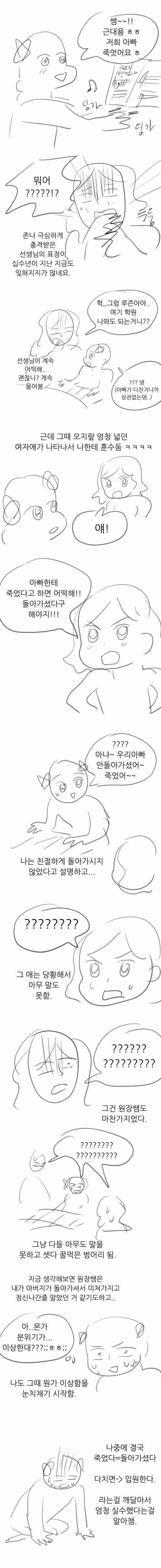 실수로 아빠를 하늘나라로 보내버린 썰만화