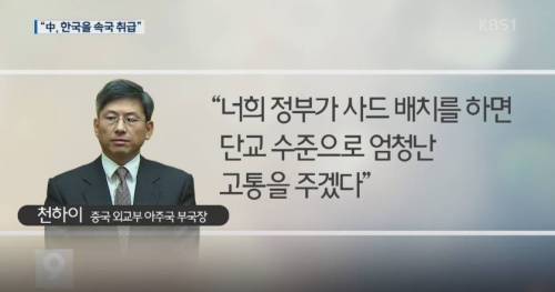 중국 외교관이 한국에 와서 실제로 한 말