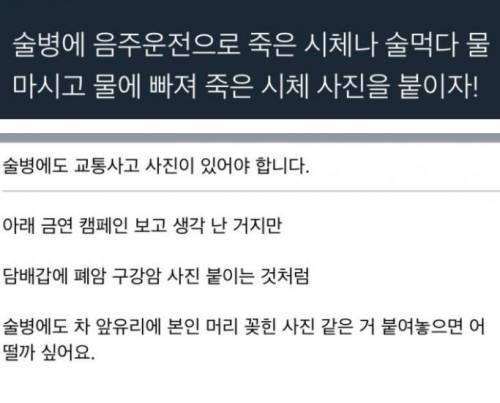 술병에도 교통사고로 인한 잔혹한 시체사진을 달아야 한다는 의견