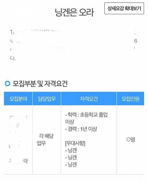 직원들이 구인글을 하도 못써서 대표가 직접 쓴 구인공고