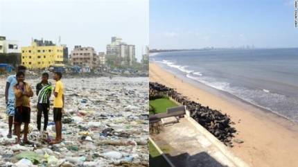 쓰레기 해변 21개월 청소