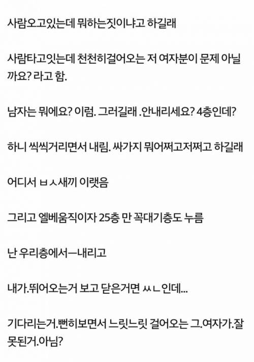 엘레베이터에서 이웃때문에 화난 처자 썰.jpg