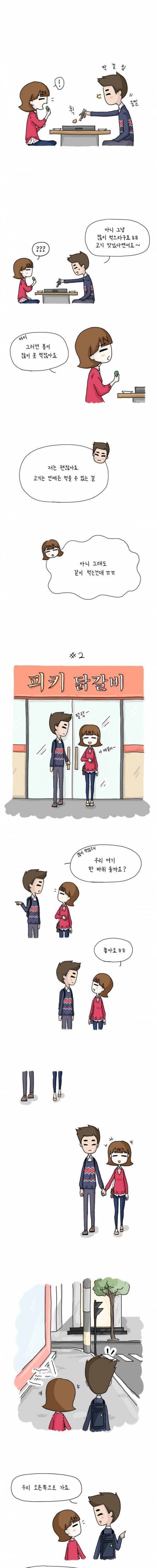 여자친구한테 고기 양보하는 만화.jpg