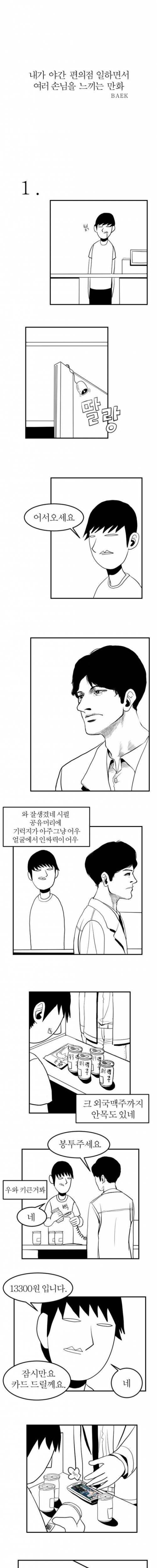 야간 편의점 일하면서 여러 손님을 느끼는 만화