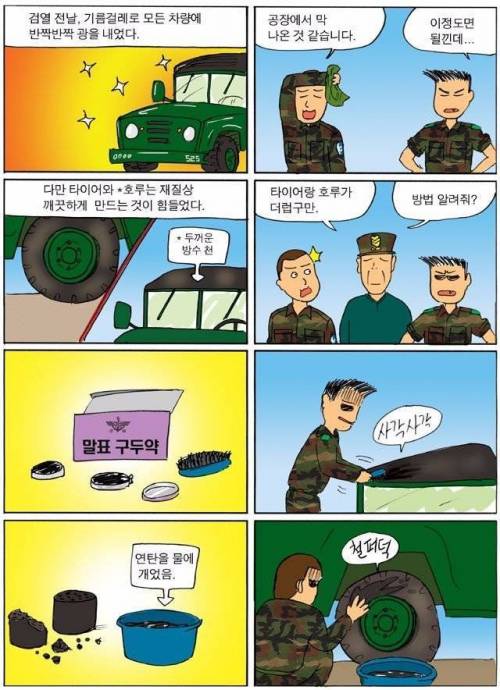 부대 전투장비 지휘검열하는 만화.jpg