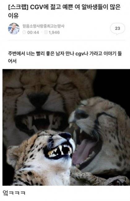 cgv에 젊고 예쁜 알바생들이 많은 이유