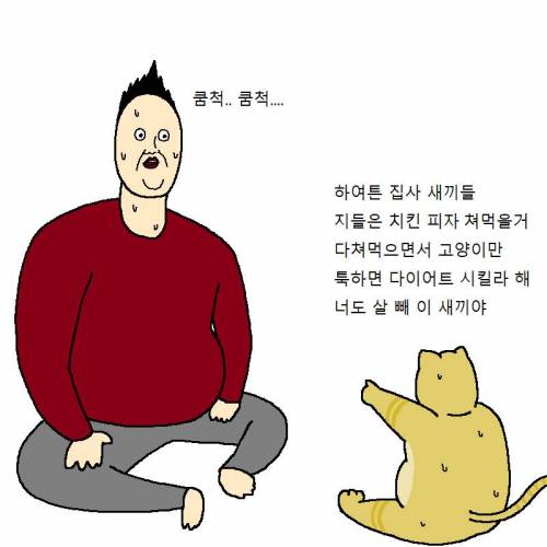 [스압] 고양이랑 같이 다이어트하는 만화.jpg