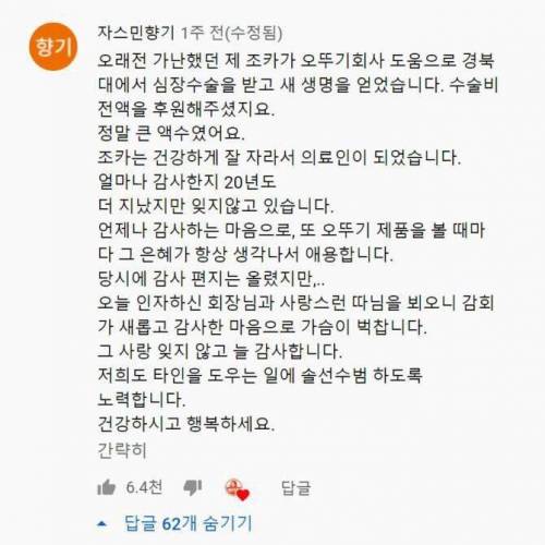 오뚜기 회장 딸 유툽 댓글.jpg