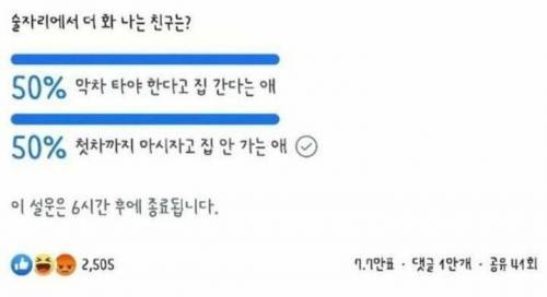 7만명이 투표했는데 정확히 반 반 갈렸다는 문제