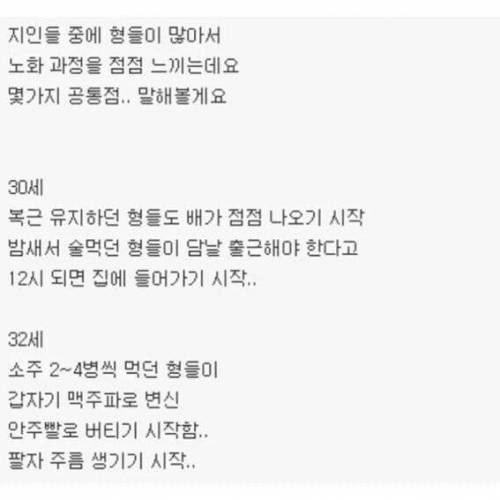 옆에서 지켜본 남자의 노화과정