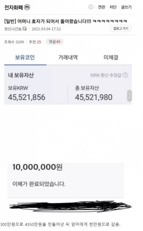 "엄마 미안해 메타로 300만원 받았는데"