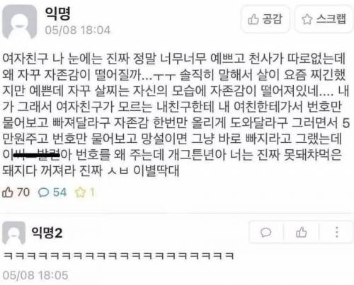 자존감 떨어지는 여친 위로이벤트하는 남친