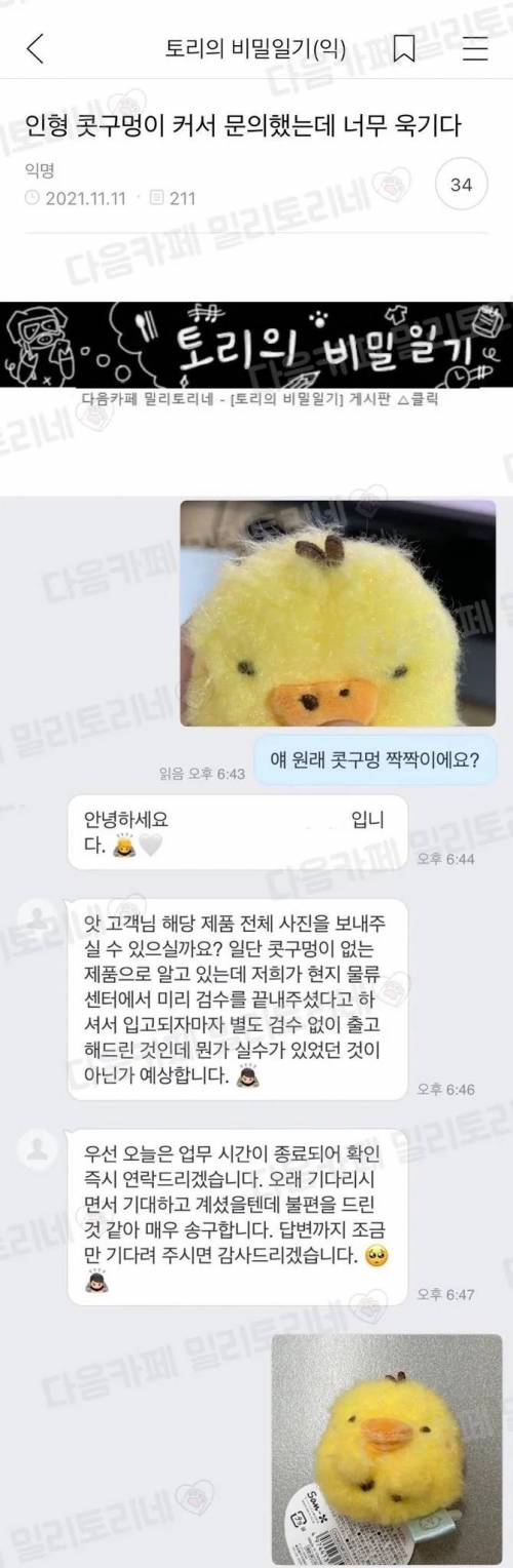 인형 콧구멍이 커서 문의했는데.jpg