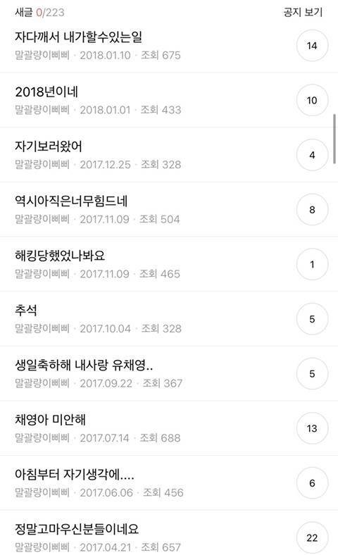 아내가 세상을 떠난 후 아직까지 팬카페에 글을 쓰는 유채영 남편