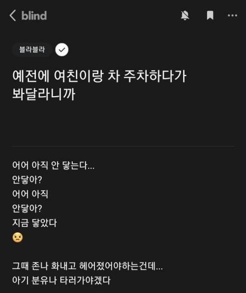 예전에 여친이랑 차 주차하다가 봐달라니까