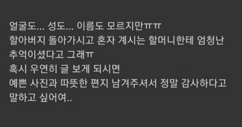 우리 할머니 집 앞에 누가 해바라기 사진 놓고 간 거 볼래...?