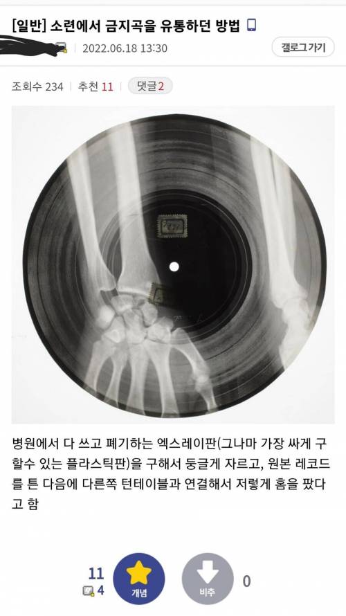 소련에서 금지곡 유통하던 방법.jpg