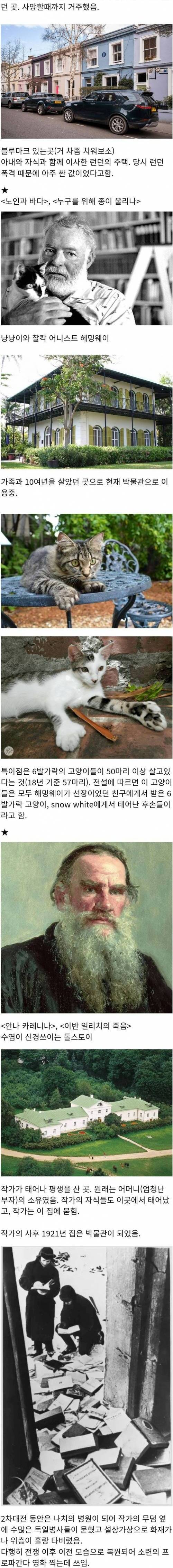 세계 유명 작가들이 살던 집