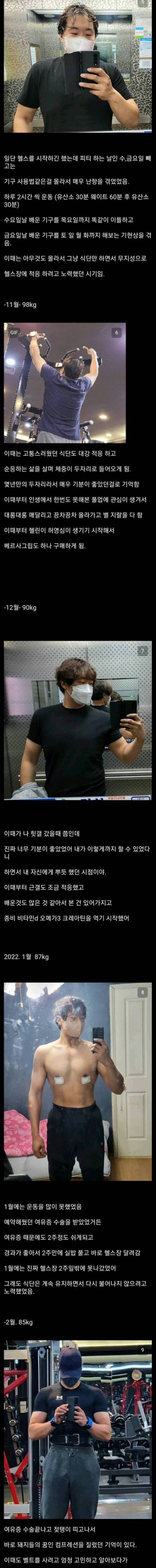 어느 디시인의 1년 운동 후 몸 변화