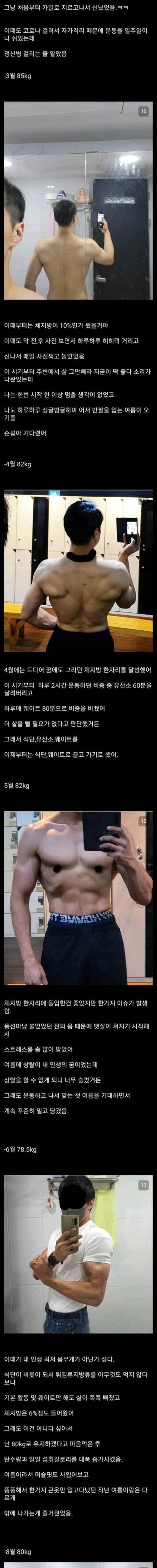 어느 디시인의 1년 운동 후 몸 변화