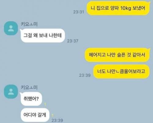 전 남친한테 양파 10kg 보냈어